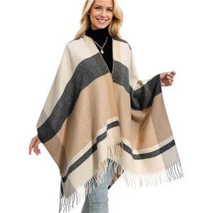 Women's Winter Shawl Wrap for Women–Warm Ponchos with Tassels,Christmas Gift